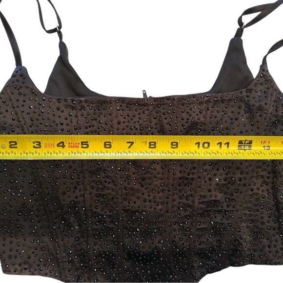 Y2K Windsor Women's Black Sequin Beaded Black Tank Top Camisole Corset Sz M - Picture 4 of 8